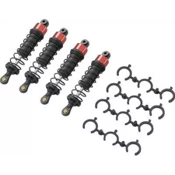 Reely 1:10 Aluminium-Öldruckstoßdämpfer Rot (Metallic) mit schwarzen Federn 80 mm 1 Stk. (RE-7409277)