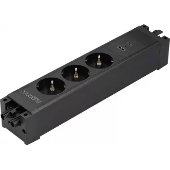 Sygonix SY-6872236 3-fach Unterputz-Steckdosenmodul ohne Schalter, Schwarz