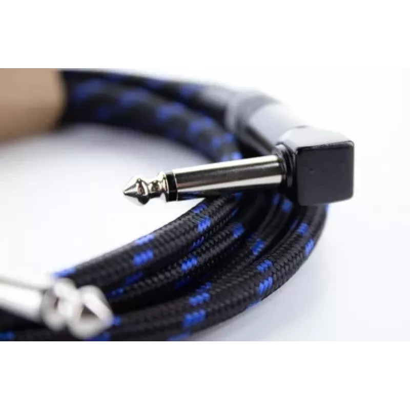 Cordial 14780 Instrumentenkabel 3 m – 6,3 mm TS Klinke auf 6,3 mm TS Klinke, Schwarz/Blau Textilmantel
