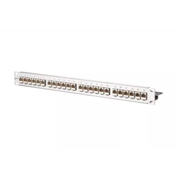 METZ CONNECT 130921-E EDATmod-MP24 24-Port E-DAT-Modul-Patchpanel, Edelstahl, 1U