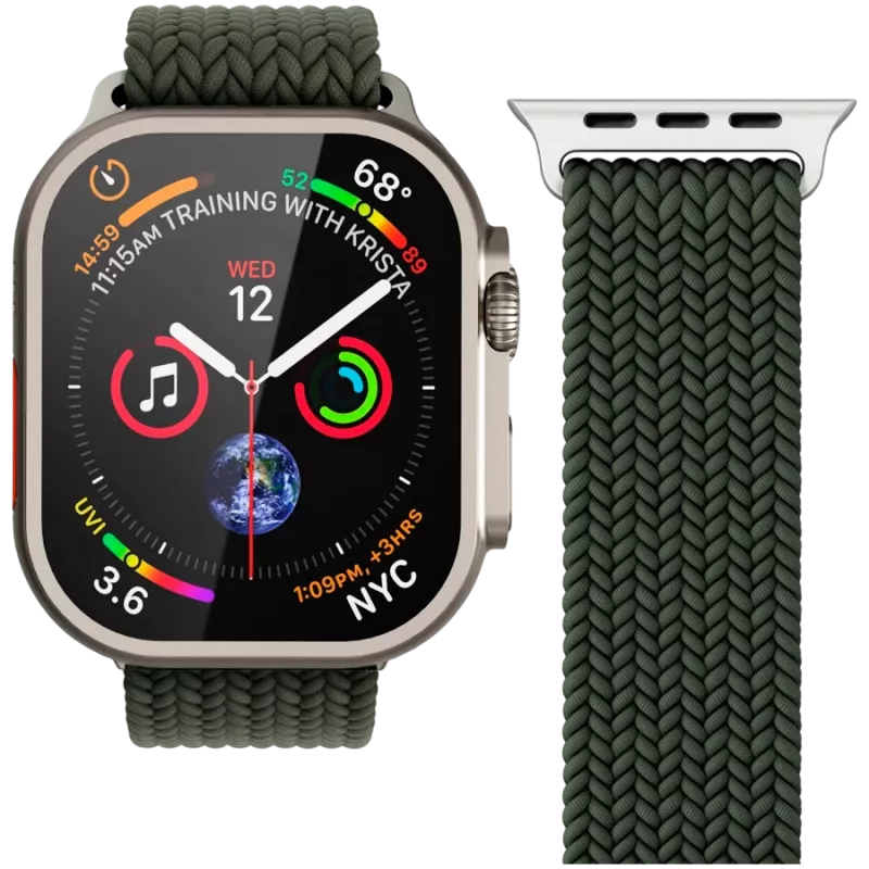 VONMÄHLEN Woven Loop für Apple Watch 44/45/46/49mm, Olive