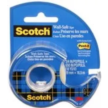 3M Scotch Wall-Safe Klebeband mit Handabroller, 19mm x 16,5m, Transparent, Rückstandsfrei Ablösbar 183-EFDG