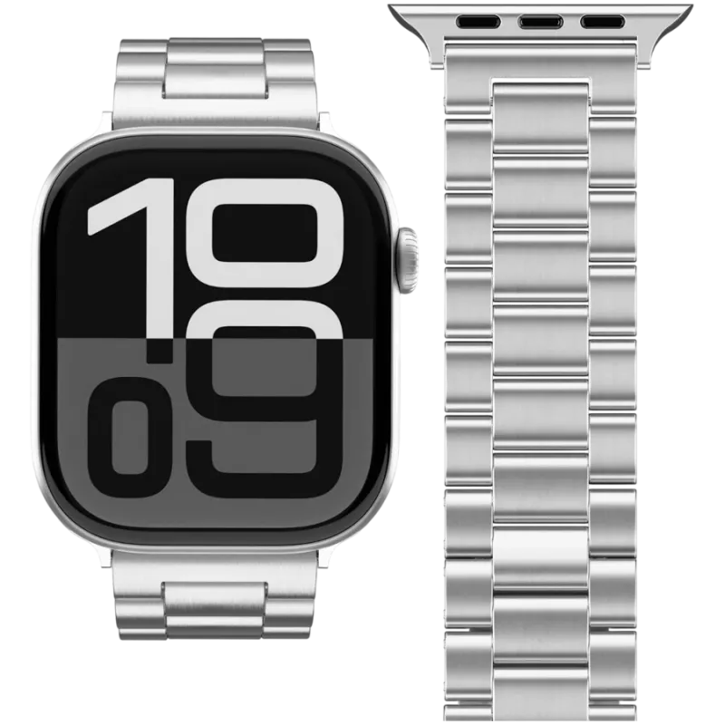 VONMÄHLEN Link Armband 2 für Apple Watch 44/45/46/49mm, Edelstahl, Silber