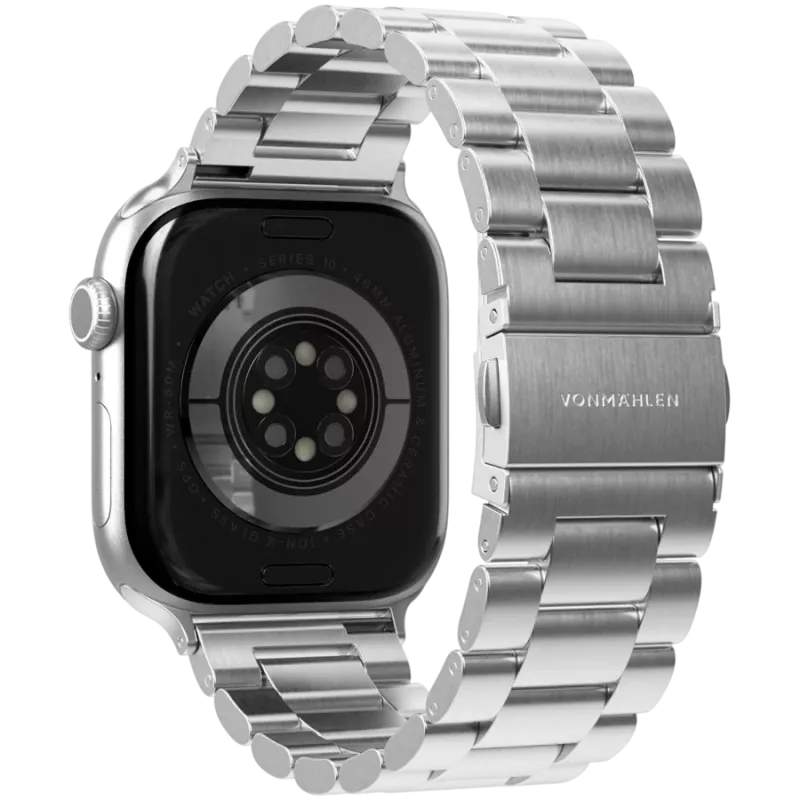 VONMÄHLEN Link Armband 2 für Apple Watch 44/45/46/49mm, Edelstahl, Silber