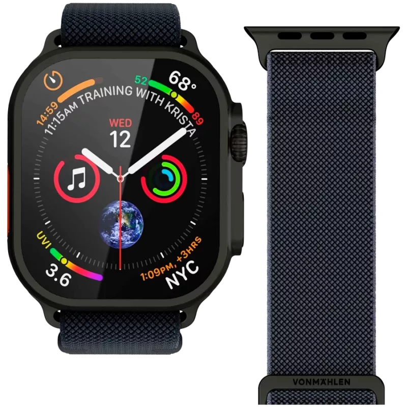 VONMÄHLEN Classic Nylon Loop für Apple Watch 38/40/41mm, Navy Black