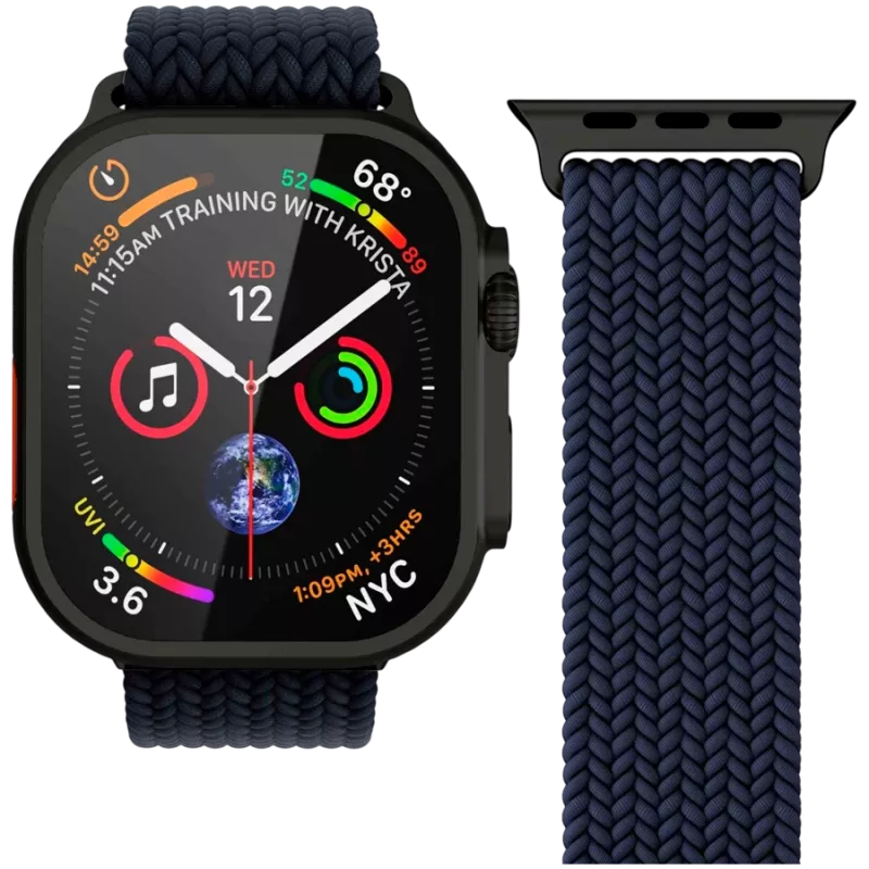 VONMÄHLEN Woven Loop für 44/45/46/49mm Apple Watch, Navy Black