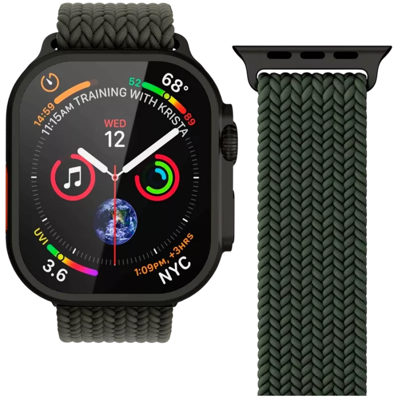 VONMÄHLEN Woven Loop für Apple Watch 44/45/46/49mm, Olive Black