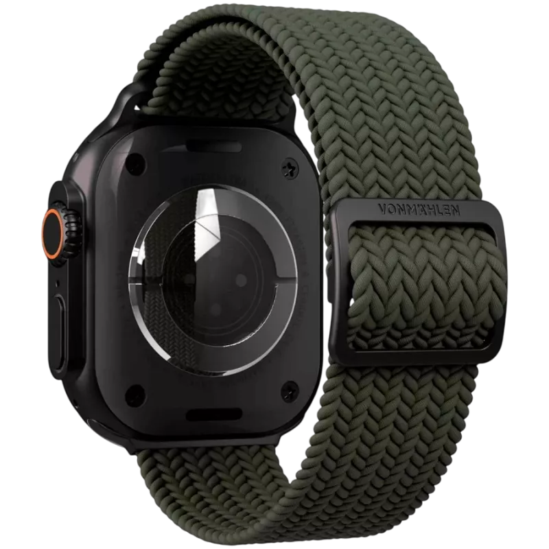 VONMÄHLEN Woven Loop für Apple Watch 44/45/46/49mm, Olive Black