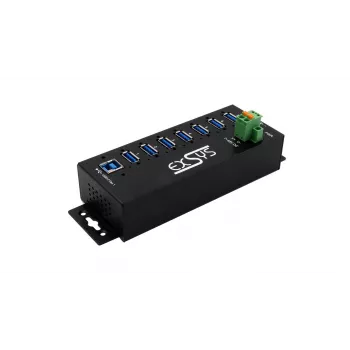 EXSYS USB 3.2 Gen1 7-Port Industrie-Hub mit DIN-Schienen-Kit und 15kV ESD-Schutz (EX-1187HMVS-2)
