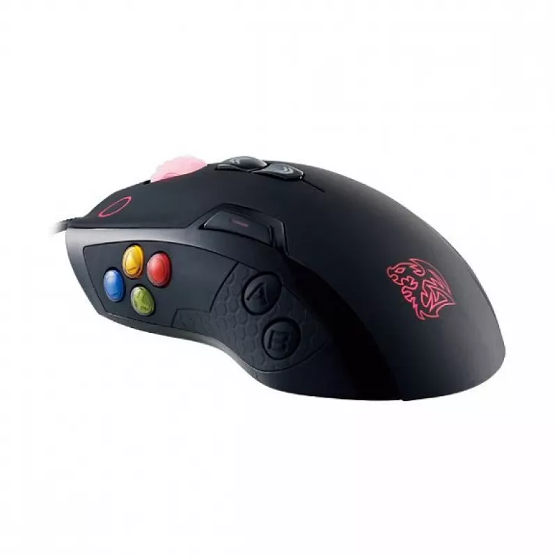 Thermaltake VOLOS Black Laser-Gaming-Maus, 6500 DPI, 14 Tasten, kabelgebunden