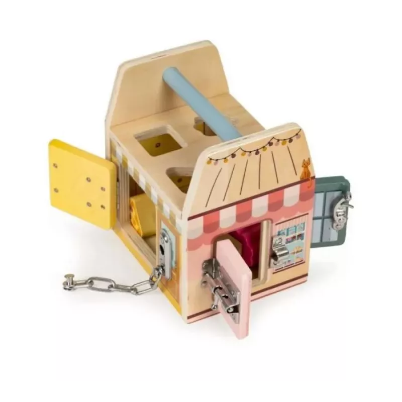 Gerardo's Toys Holz-Aktivitätshaus mit Schlössern für Kleinkinder ab 18 Monaten