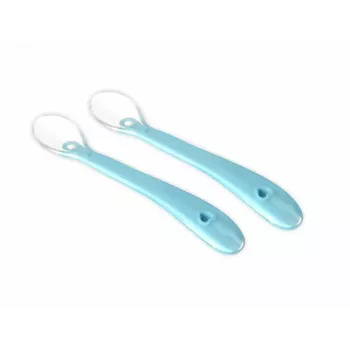 Kidsme Babylöffel, 2er-Pack, Aquamarin, lebensmittelechtes Silikon, 4m+