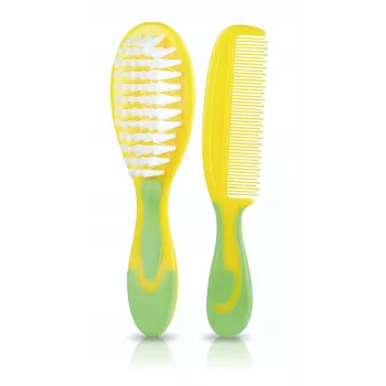 Kidsme Baby-Haarbürste & Kamm Set – Weiche Borsten, BPA-frei, Ergonomisch, Weiß/Grau