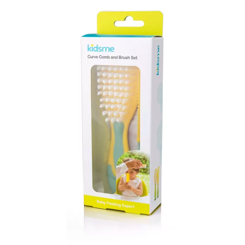 Kidsme Baby-Haarbürste & Kamm Set – Weiche Borsten, BPA-frei, Ergonomisch, Weiß/Grau