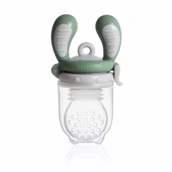 Kidsme Food Feeder Large Grau - Baby Obst- & Gemüse-Nibbler, 6+ Monate, Silikonbeutel, BPA-frei