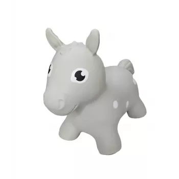 Gerardo's Toys Graues Springpferd Spieltier für Kinder ab 12 Monaten, aufblasbarer Hüpfer mit Pumpe, unterstützt 50 kg, Indoor & Outdoor