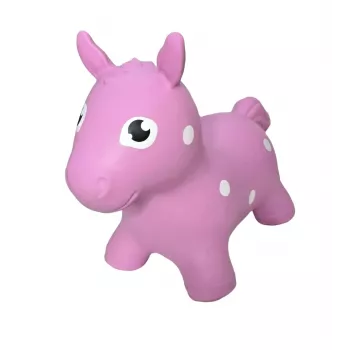 Gerardo's Toys Rosa Hüpfpferd – Springendes Spieltier für Kinder, Langlebiges PVC, 50 kg Belastbarkeit, 28 cm Sattelhöhe, CE- & EN71-zertifiziert