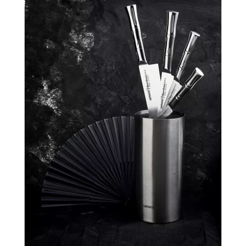 SAMURA KBA-100 Magnetischer Messerblock aus Bambus, doppelseitig, für bis zu 10 Messer, Natur