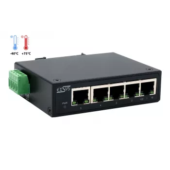EXSYS 5-Port Industrial Ethernet Switch, 10/100 Mbps, DIN-Rail, -40° bis +75°C EX-6200-T