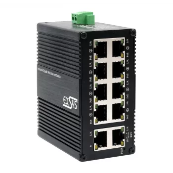 EXSYS Mini 10-Port Industrie Gigabit PoE+ Switch, Web-Managed (EX-62036MPOE)