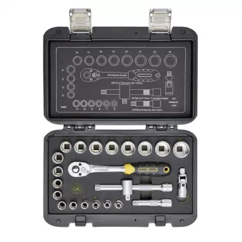 C.K Tools Umschaltknarren-Steckschlüsselsatz metrisch, 23-teilig, 3/8 inch (T4661)