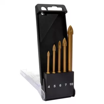 C.K Tools T3059 Glasbohrer-Set, 5-teilig (4-10 mm), Wolframcarbid-Spitze, für Glas, Fliesen, Keramik, Porzellan, Spiegel