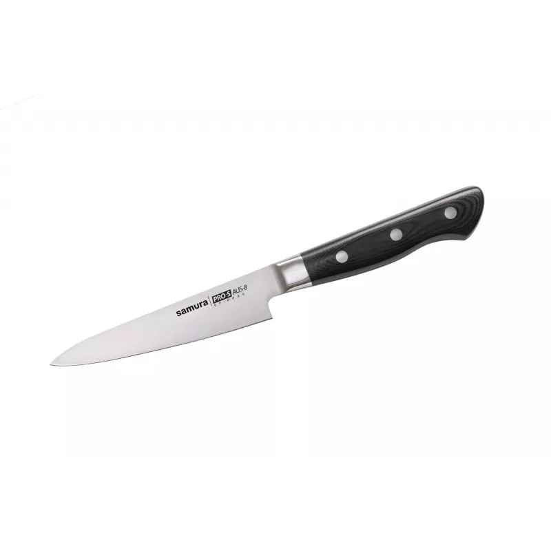 SAMURA PRO-S 2-teiliges Messerset mit AUS-8 japanischem Stahl Kochmesser und Officemesser, G-10 Griffe, 58-59 HRC
