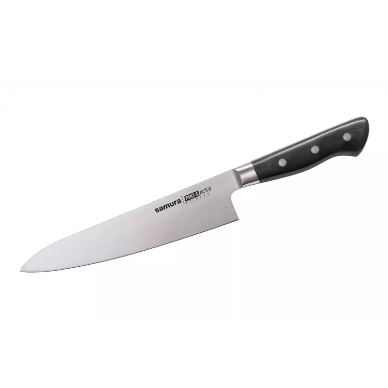 SAMURA PRO-S 2-teiliges Messerset mit AUS-8 japanischem Stahl Kochmesser und Officemesser, G-10 Griffe, 58-59 HRC