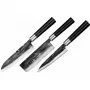 SAMURA SP5-0220 3-teiliges Küchenmesserset, AUS-8 Edelstahlklingen, schwarze ABS-Griffe, Schäl-, Allzweck- und Kochmesser
