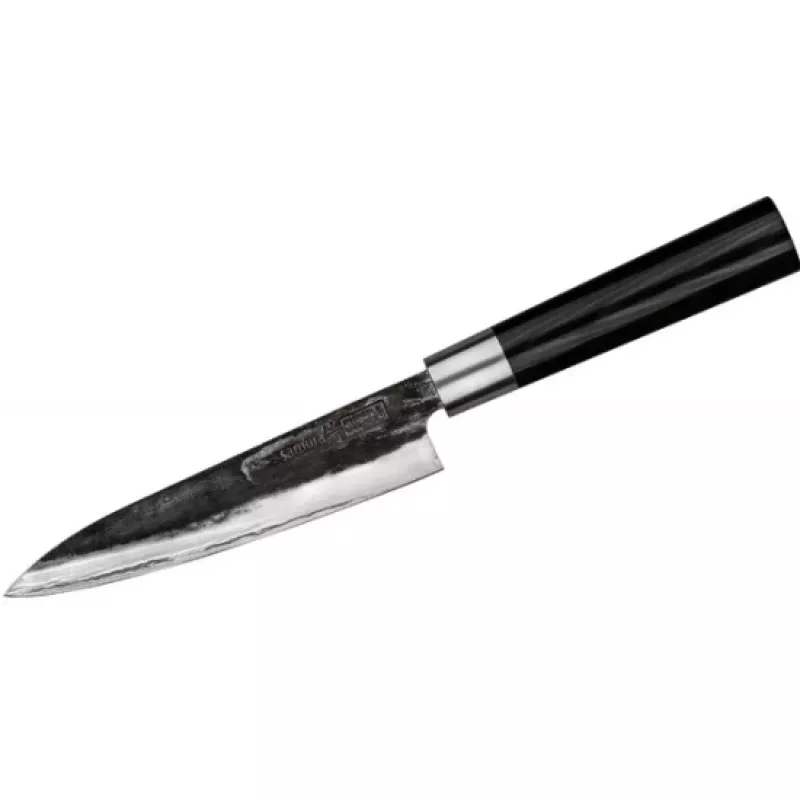 SAMURA SP5-0220 3-teiliges Küchenmesserset, AUS-8 Edelstahlklingen, schwarze ABS-Griffe, Schäl-, Allzweck- und Kochmesser