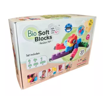 Gerardo's Toys Weiche Bausteine mit Rädern, 33 Teile (25 Bausteine + 8 Radteile)