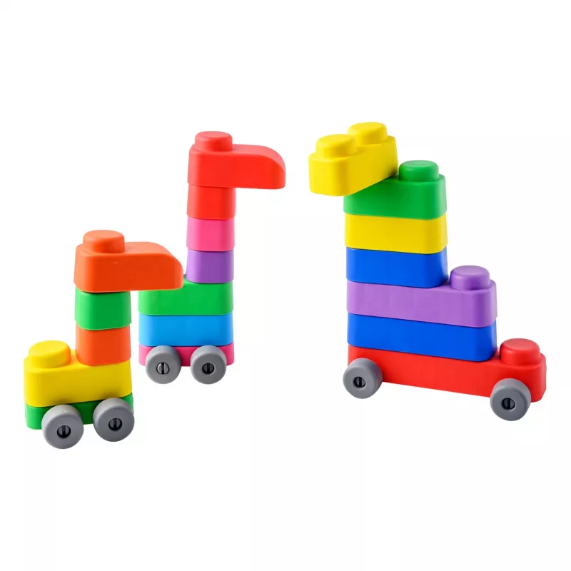 Gerardo's Toys Weiche Bausteine mit Rädern, 33 Teile (25 Bausteine + 8 Radteile)