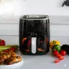 QUIN 4,5L Digitale Heißluftfritteuse, 1500W, 80-200°C, 60-Min-Timer, 8 Voreinstellungen, Schwarz