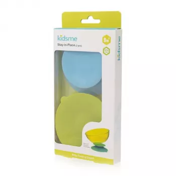 KIDSME Stay-in-Place Saug-Platzmatte Halter für Schüsseln, Flaschen und Becher, 2er-Pack, Sky & Lime