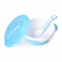 Kidsme Baby-Set zum Füttern mit Saugschüssel, Deckel und Thermolöffel, Aquamarin, 9+ Monate