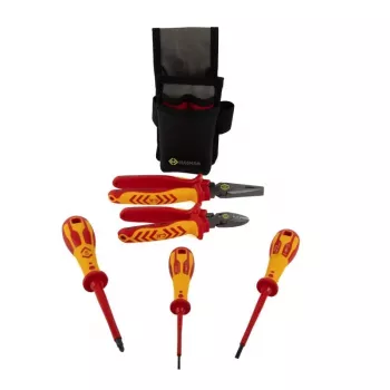 C.K T5980 Essential Werkzeugsatz, VDE 1000 V, mit Magma Gürteltasche, CombiCutter3 160 mm, Kombizange 185 mm und 3 Dextro VDE Schraubendrehern