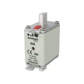 Eaton 63NHG00B NH-Sicherungseinsatz 63 A 500 V AC gG Größe 00 mit mechanischer Anzeige (3er-Pack)