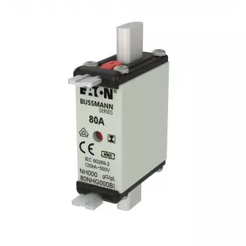 Eaton 80NHG000BI NH-Sicherungseinsatz 80 A 500 V AC Größe 000 mit mechanischer Anzeige, 3er-Pack