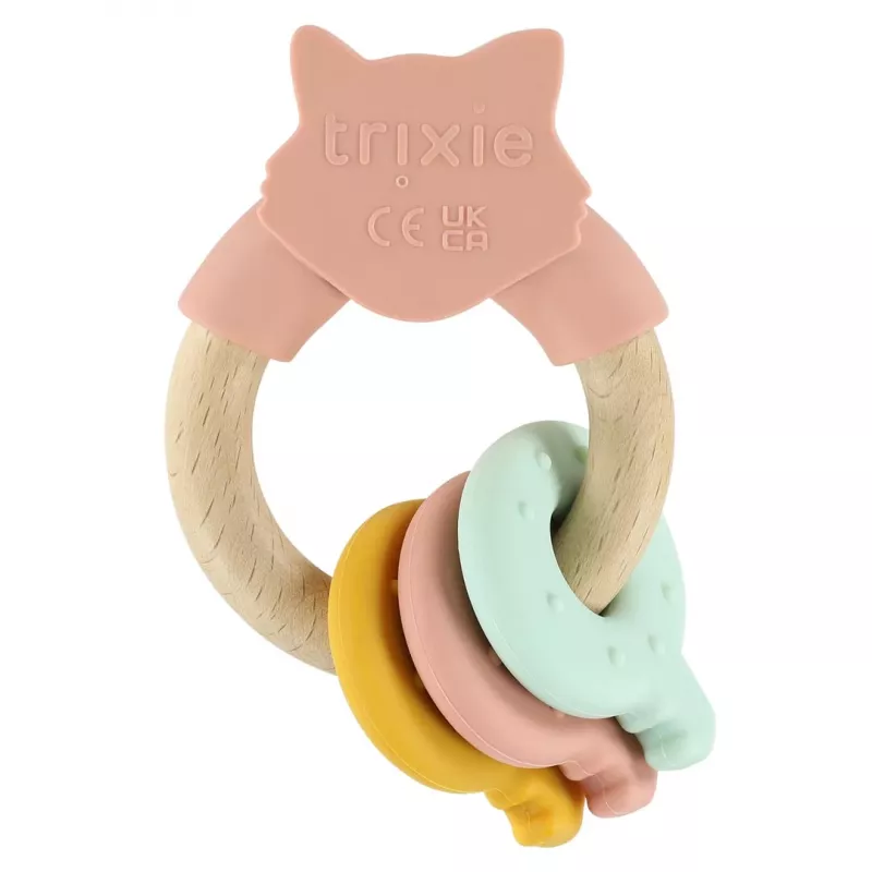 TRIXIE Holz- und Silikon-Beißring für Katzen, mit Katzenminze, 13 cm