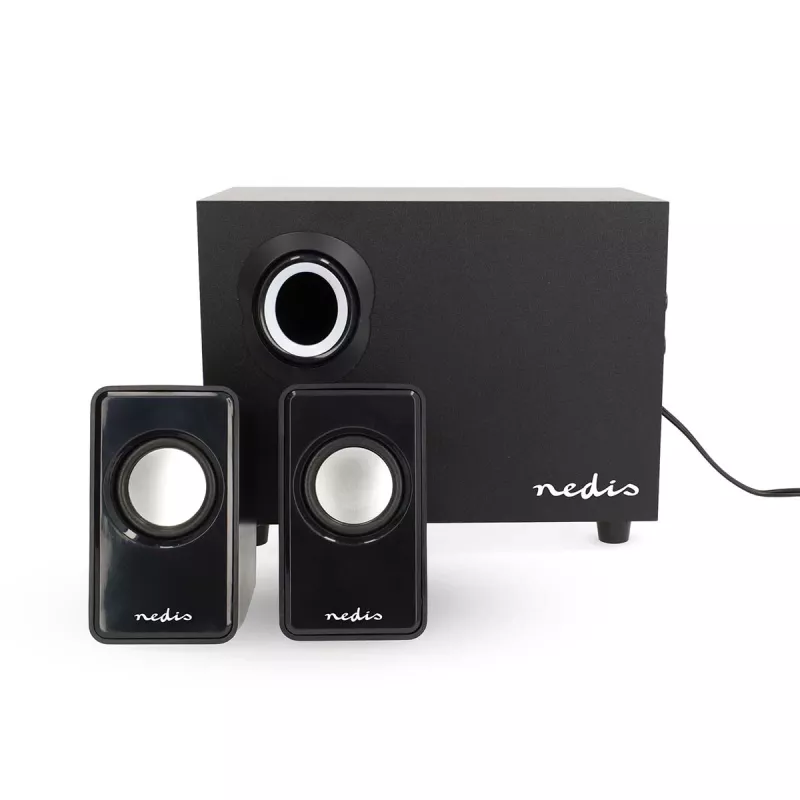 Nedis CSPR10021BK 2.0 Stereo USB-betriebene PC-Lautsprecher, 6W RMS, Schwarz