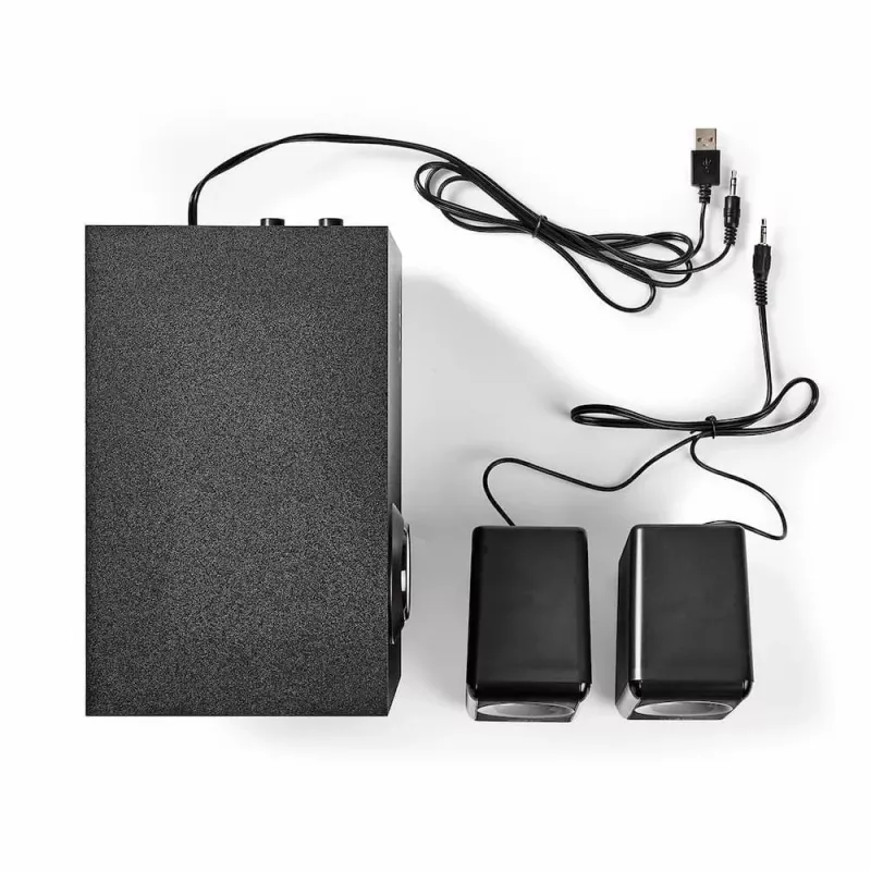 Nedis CSPR10021BK 2.0 Stereo USB-betriebene PC-Lautsprecher, 6W RMS, Schwarz