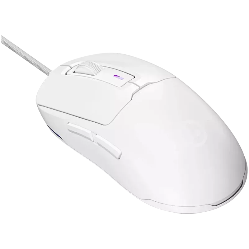 LORGAR LRG-MSA10R-WH Gaming-Maus mit Kabel, Pixart PMW3311 optischer Sensor, Hetai 571 MCU, 5000 DPI, 1000 Hz, 7 programmierbare Tasten, RGB-Hintergrundbeleuchtung, für Rechtshänder, Weiß