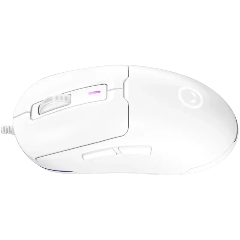 LORGAR LRG-MSA10R-WH Gaming-Maus mit Kabel, Pixart PMW3311 optischer Sensor, Hetai 571 MCU, 5000 DPI, 1000 Hz, 7 programmierbare Tasten, RGB-Hintergrundbeleuchtung, für Rechtshänder, Weiß