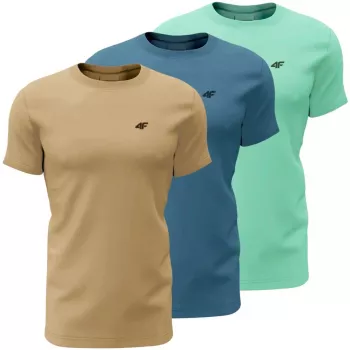 Herren T-Shirt 4F M4481 3er-Pack beige, blau, minzgrün 4FWSS26TTSHM4481 91S 2XL