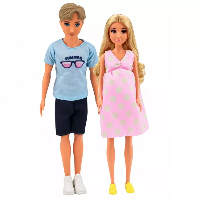 LEAN TOYS Anlily Family Puppenset: Schwangere Mutter, Vater, Baby, Säugling
