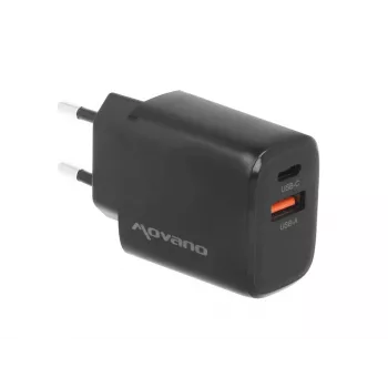 MOVANO GaN 30W USB-C PD + USB-A Wandladegerät (Schwarz)