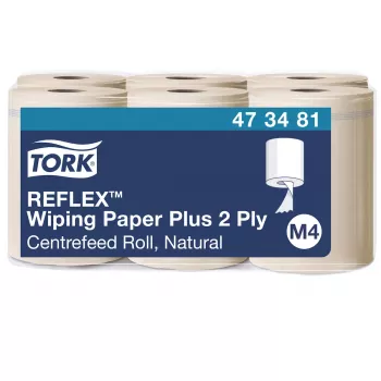 Tork Reflex Advanced M4 Centrefeed Putzpapierrollen, 2-lagig, Natur, 429 Blätter, 6 Rollen 473481