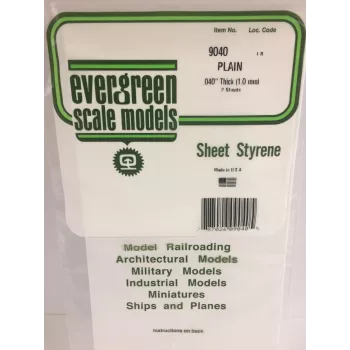 Evergreen Polystyrolplatte 300 mm x 150 mm x 1,00 mm, 2er-Pack, Weiß 9040