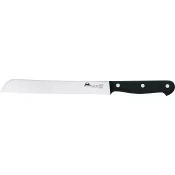 DUE CIGNI 2C 761/20 Gezacktes Brotmesser 26 cm X50CrMoV15 Stahl Schwarzer POM-Griff