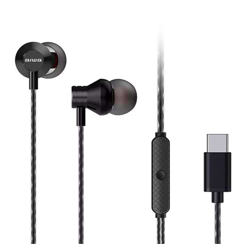 AIWA ESTM-50USB-C/BK In-Ear Stereo-Headset mit Mikrofon, USB-C, Schwarz